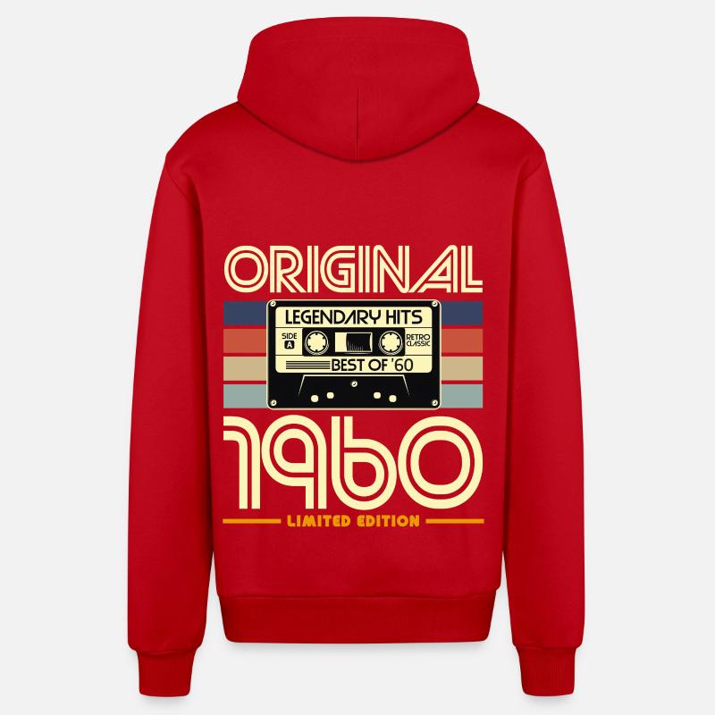 Original 1960's Retro Cassette - Organic Relaxed Hooded Jacket Made in EU - red