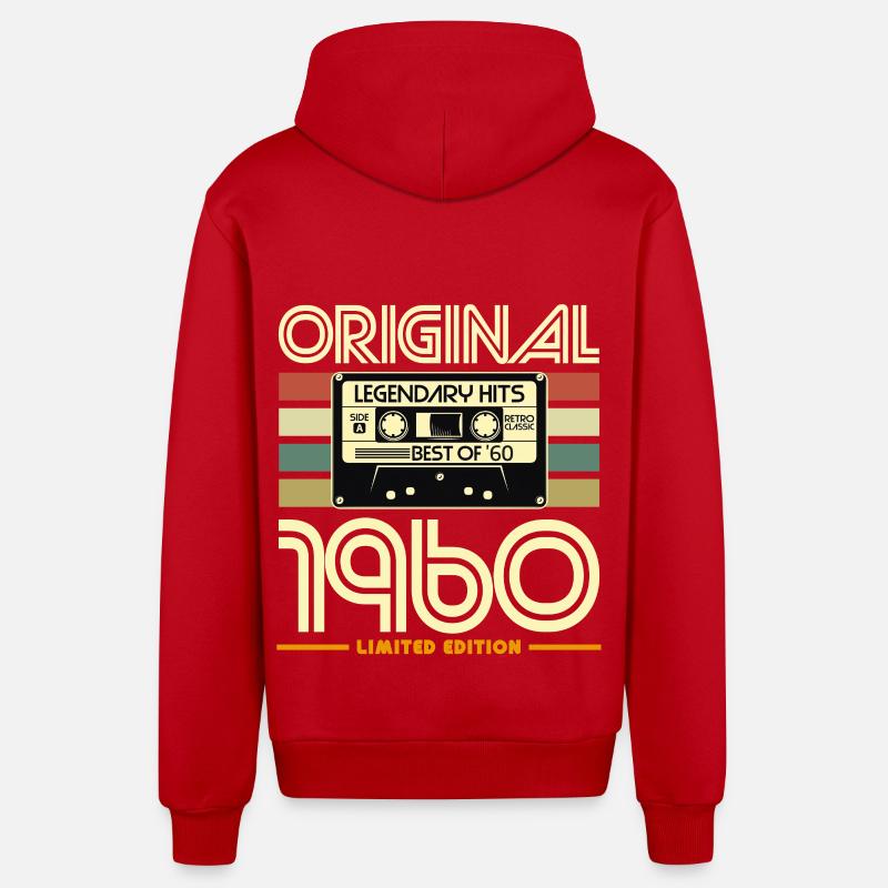 Original 1960 Retro Cassette - Veste à capuche bio décontractée fabriquée en UE - rouge