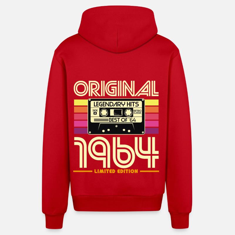 Original 1964 Hits Rétro - Veste à capuche bio décontractée fabriquée en UE - rouge