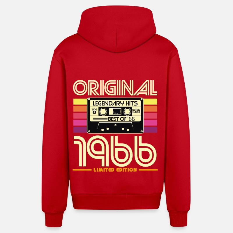 Original 1966 Cassette Retro - Veste à capuche bio décontractée fabriquée en UE - rouge