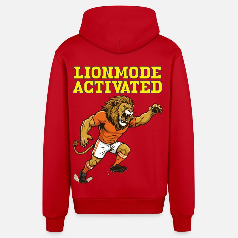 LionModeActivated - Veste à capuche bio décontractée fabriquée en UE - rouge