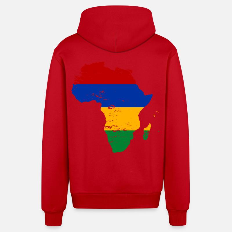 Drapeau Maurice Afrique - Veste à capuche bio décontractée fabriquée en UE - rouge
