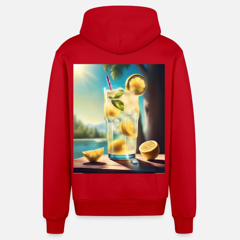 Jus de citron doux - Veste à capuche bio décontractée fabriquée en UE - rouge