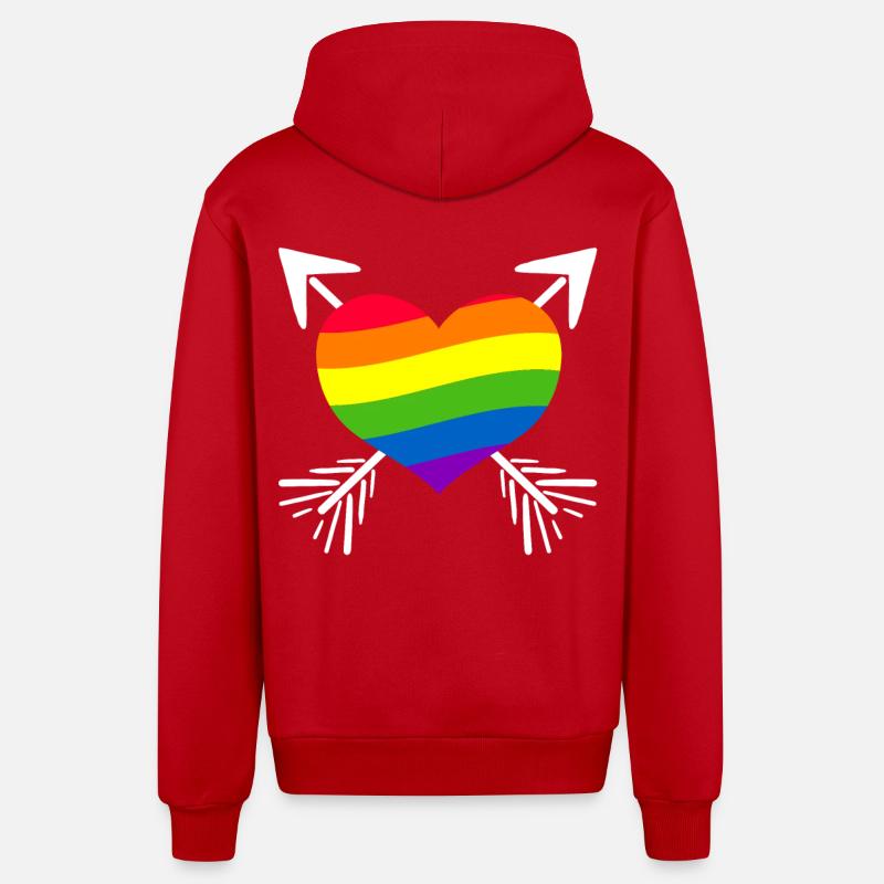 Regenbogen Herz Pfeil - Organic Relaxed Kapuzenjacke Made in EU - Rot