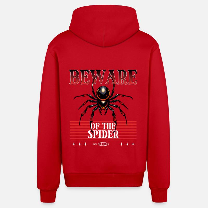 Araignée - Veste à capuche bio décontractée fabriquée en UE - rouge
