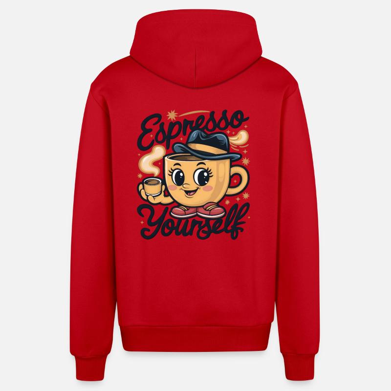 Espresso vous-même - Veste à capuche bio décontractée fabriquée en UE - rouge