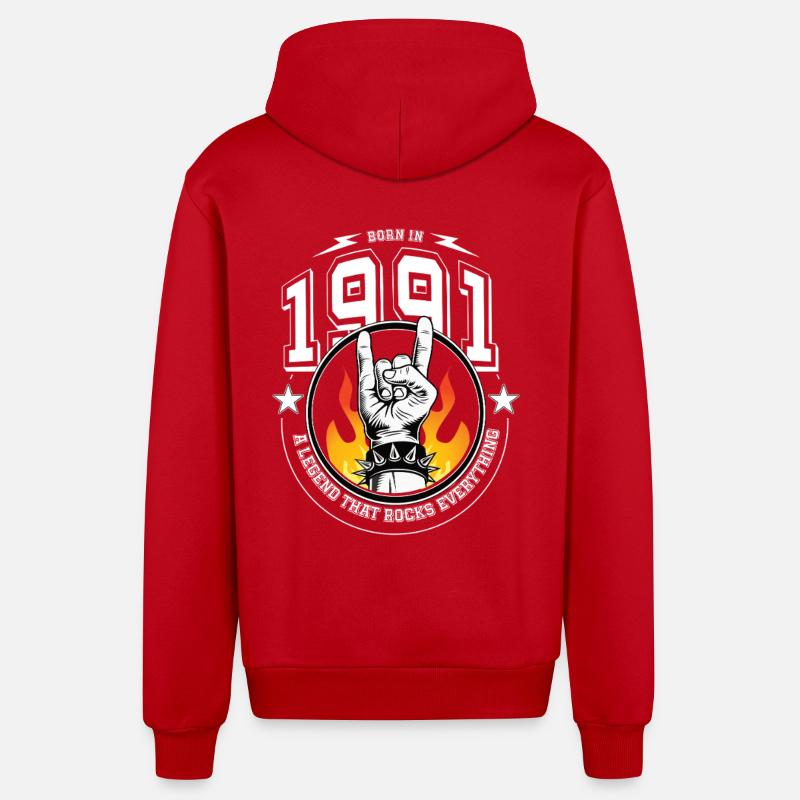 1991 Anniversaire, tout bascule - Veste à capuche bio décontractée fabriquée en UE - rouge