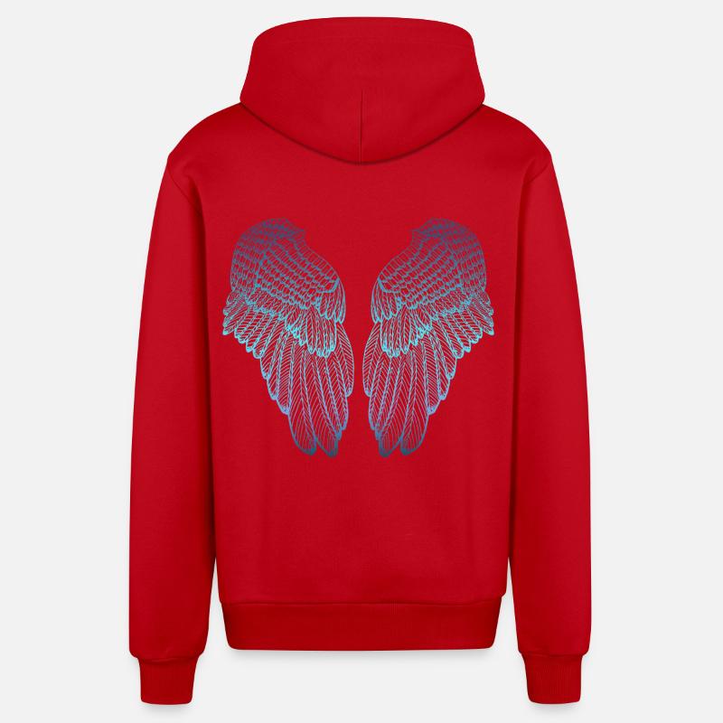 Ailes d'ange aux tons bleues - Veste à capuche bio décontractée fabriquée en UE - rouge
