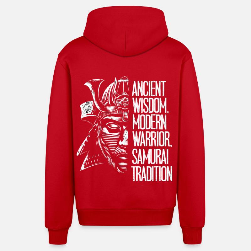 Schwarz-Weiß-Samurai - Organic Relaxed Kapuzenjacke Made in EU - Rot