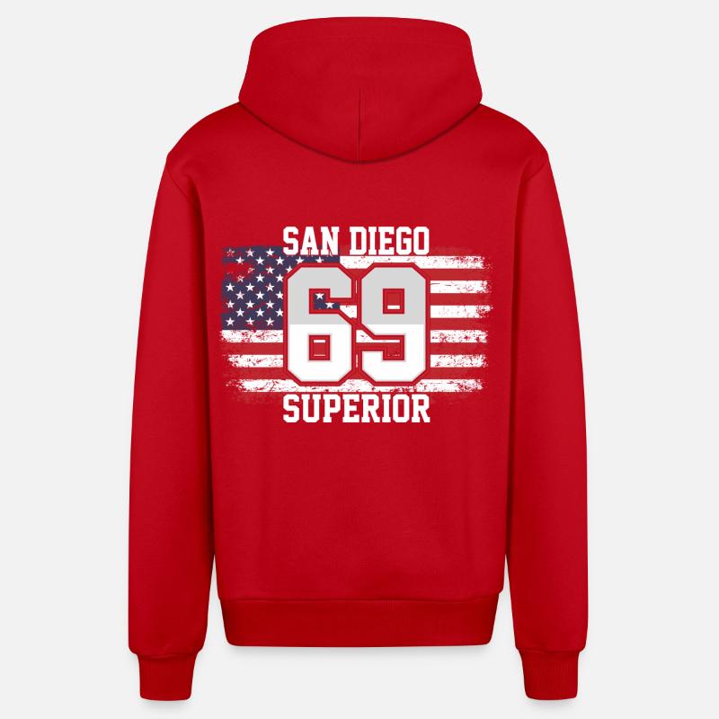 San Diego - Veste à capuche bio décontractée fabriquée en UE - rouge