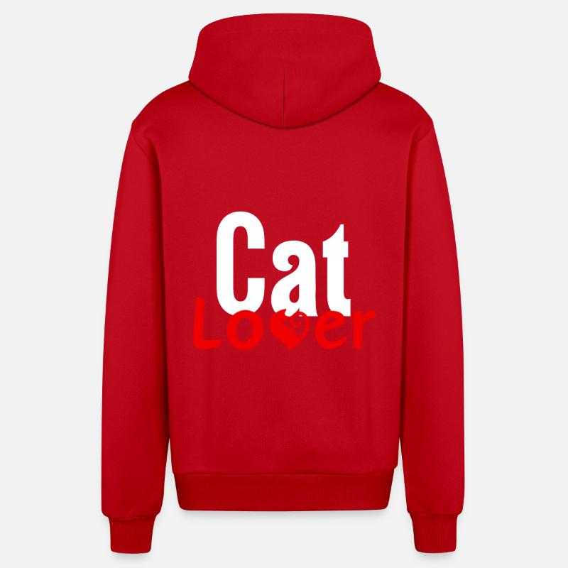 L’amour des chats - Veste à capuche bio décontractée fabriquée en UE - rouge