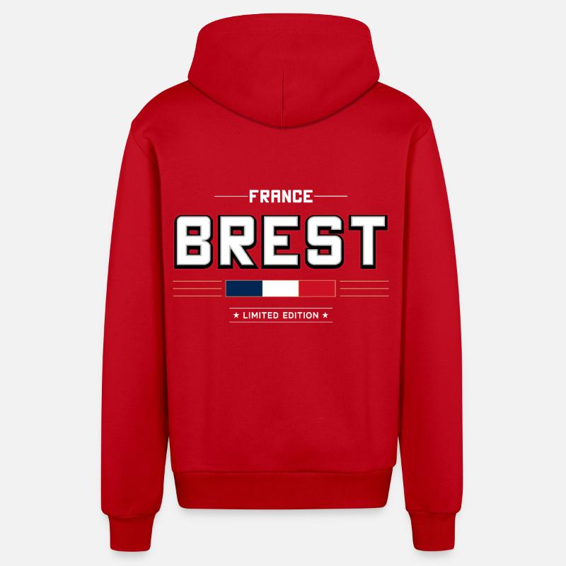 Brest - Veste à capuche bio décontractée fabriquée en UE - rouge