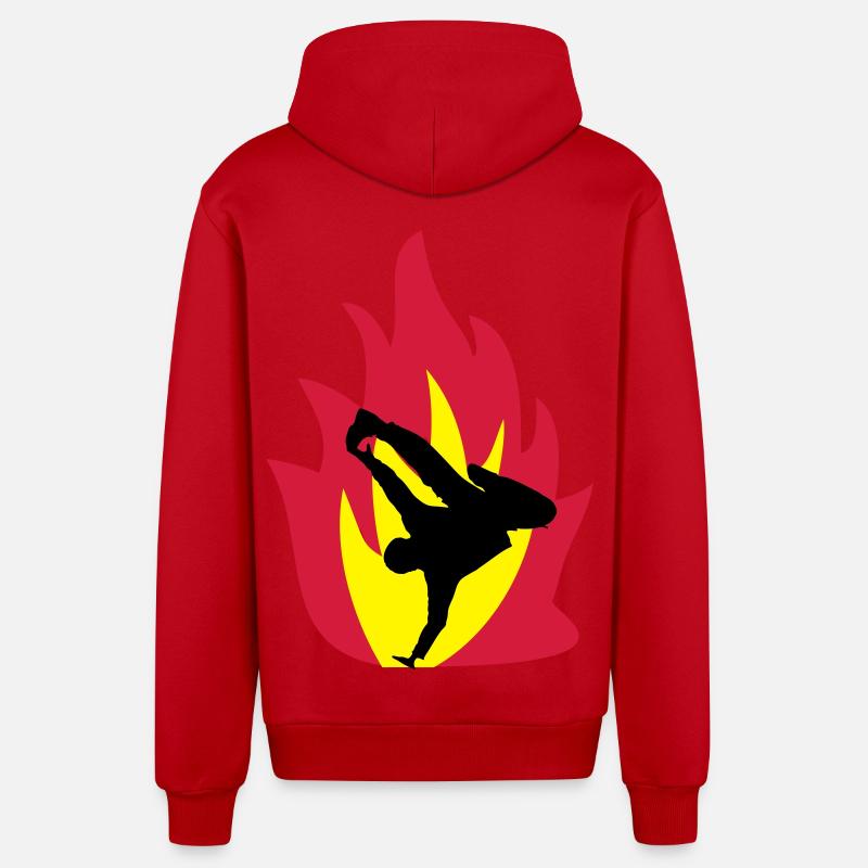 Breakdancer dans le feu - Veste à capuche bio décontractée fabriquée en UE - rouge