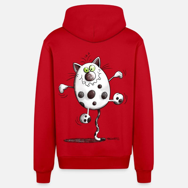 Mignon Chat - Veste à capuche bio décontractée fabriquée en UE - rouge