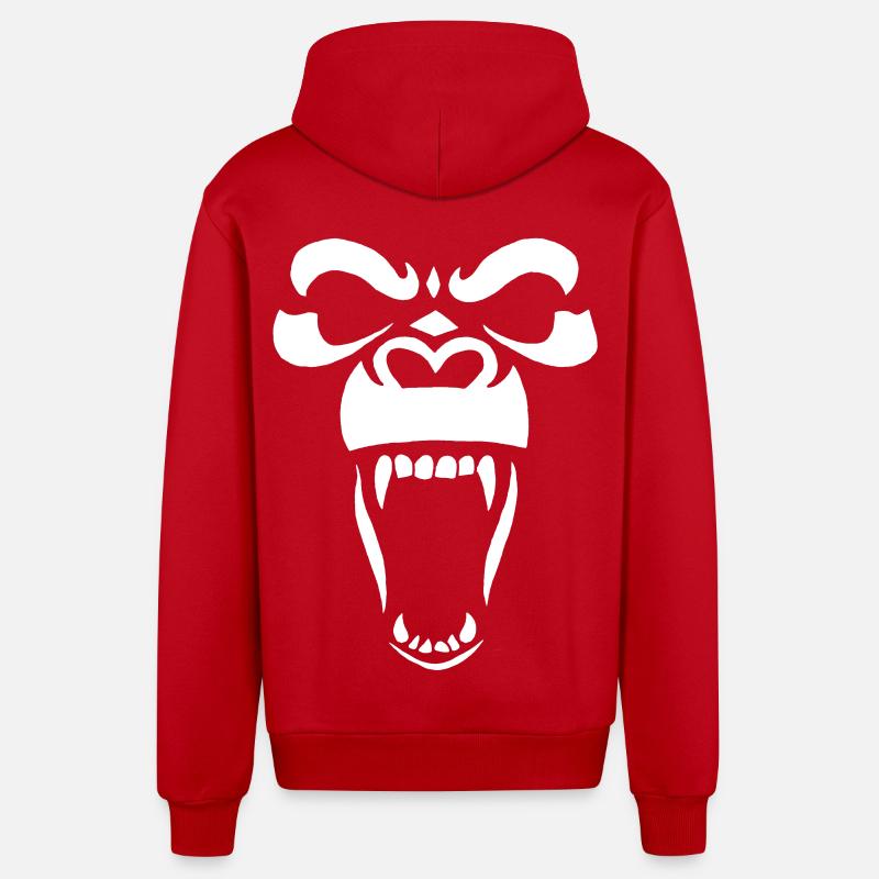 Gorille blanc - Veste à capuche bio décontractée fabriquée en UE - rouge