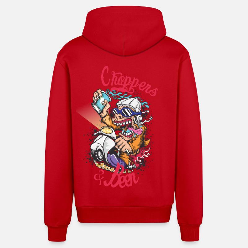 Choppers Crew Affe Roller - Organic Relaxed Kapuzenjacke Made in EU - Rot