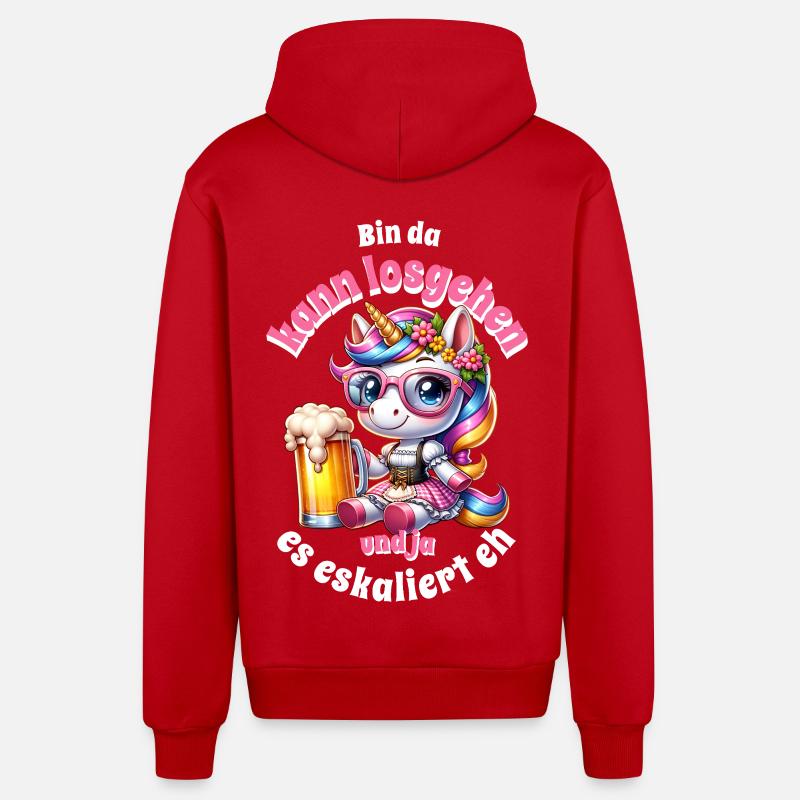Kleines Einhorn Bierfreude - Organic Relaxed Kapuzenjacke Made in EU - Rot