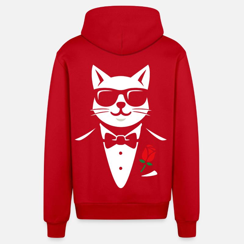 Le chat cool - Veste à capuche bio décontractée fabriquée en UE - rouge