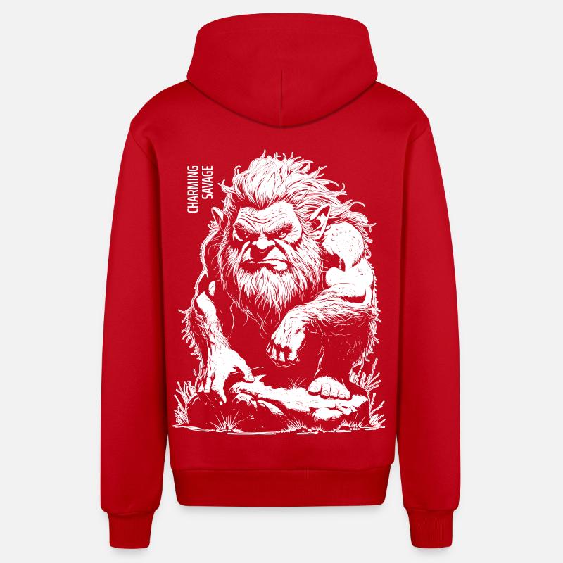 Charmant Savage #1 Design blanc - Veste à capuche bio décontractée fabriquée en UE - rouge