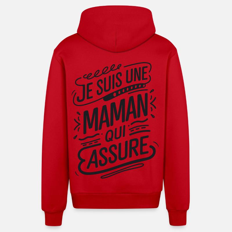 Ich bin eine Mutter, die versichert - Organic Relaxed Kapuzenjacke Made in EU - Rot