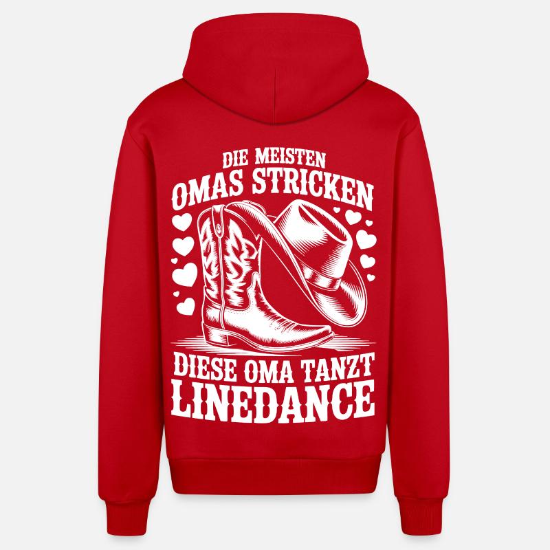 Grand-mère Dancing LineDance - Veste à capuche bio décontractée fabriquée en UE - rouge