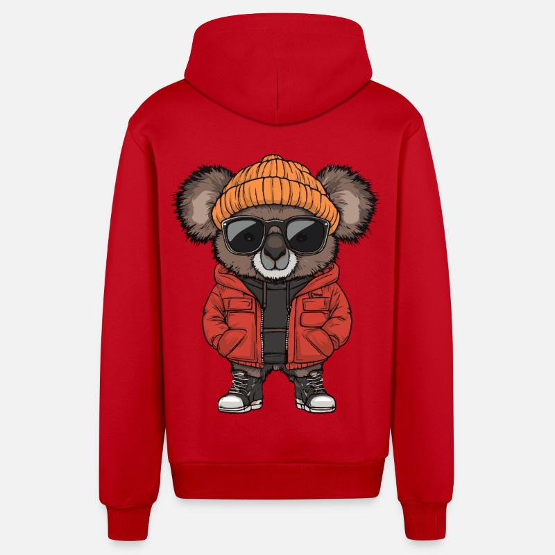 Koala Cool BD - Veste à capuche bio décontractée fabriquée en UE - rouge