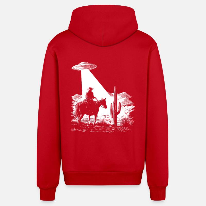 Space Cowboy - OVNI - Graphismes rétro - Veste à capuche bio décontractée fabriquée en UE - rouge