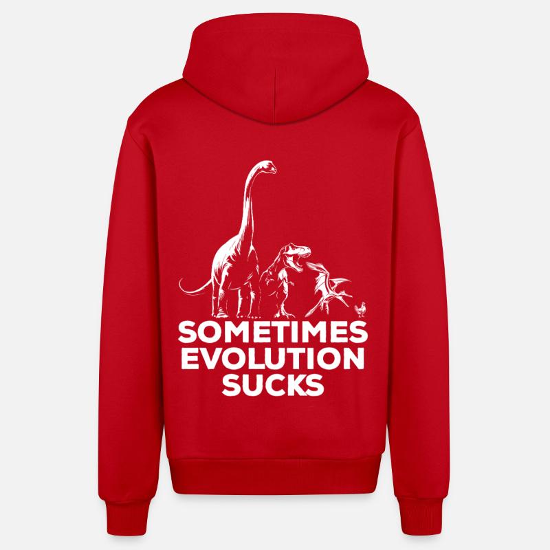 Parfois, l’évolution craint - Dinosaure - Poulet - Veste à capuche bio décontractée fabriquée en UE - rouge