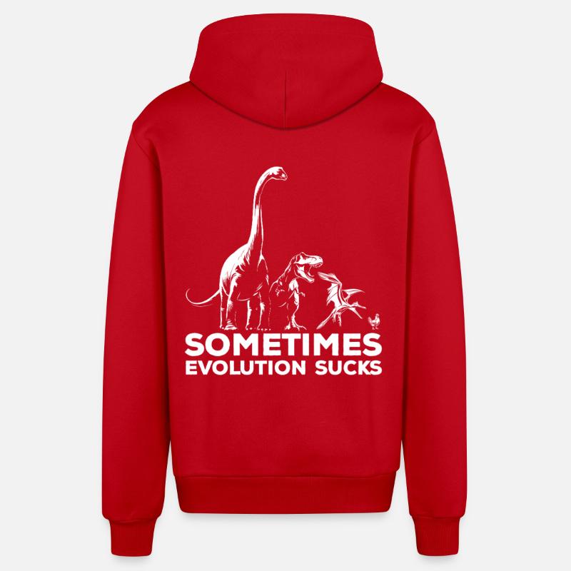 Parfois, l’évolution craint - Dinosaure - Poulet - Veste à capuche bio décontractée fabriquée en UE - rouge