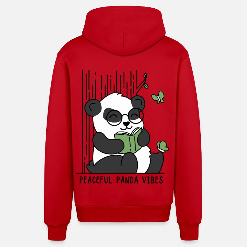 Ambiance paisible de panda - Veste à capuche bio décontractée fabriquée en UE - rouge