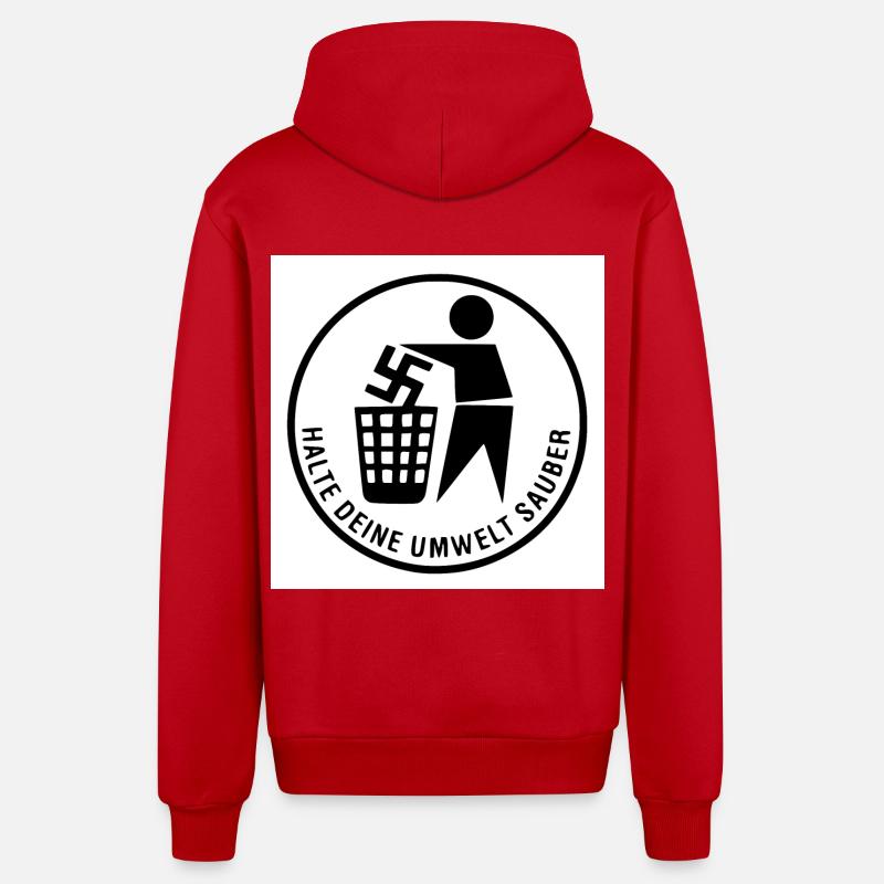 Keep your environment clean - Organic Relaxed Hooded Jacket Made in EU - red