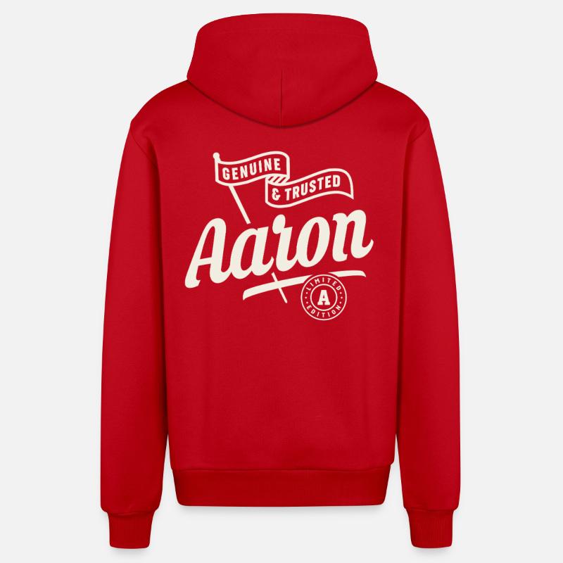 Aaron Name Custom - Aaron - Organic Relaxed Hooded Jacket Made in EU - red