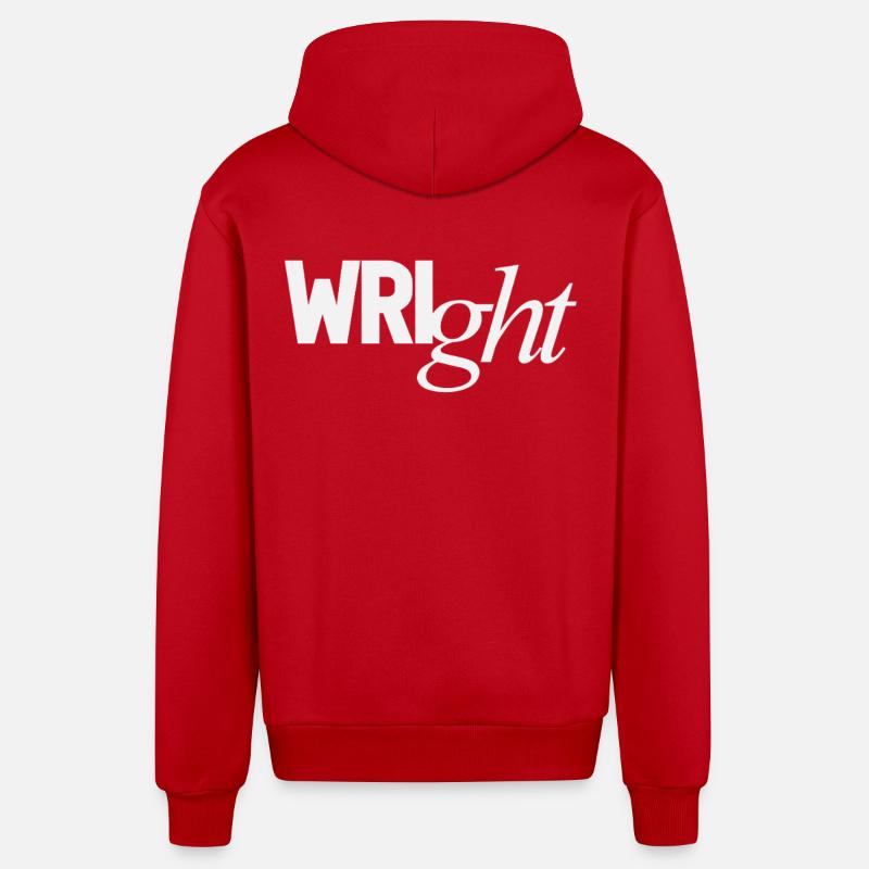Wright Personal Name - Organic Relaxed Hooded Jacket Made in EU - red