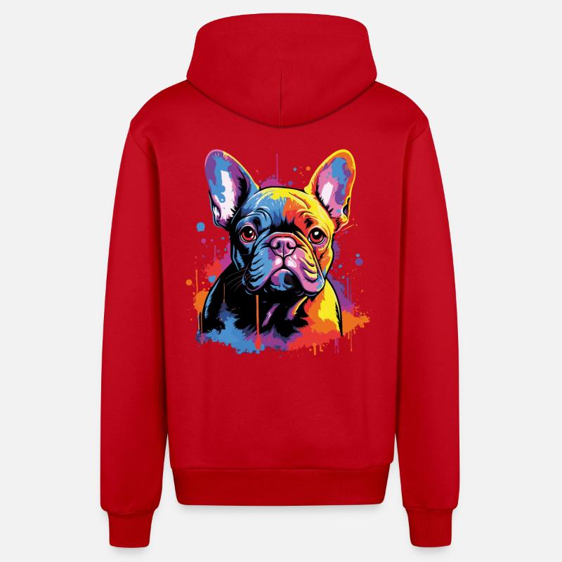 Bouledogue français mignon - Veste à capuche bio décontractée fabriquée en UE - rouge