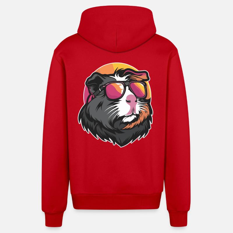 Cochon d’Inde frais - Veste à capuche bio décontractée fabriquée en UE - rouge