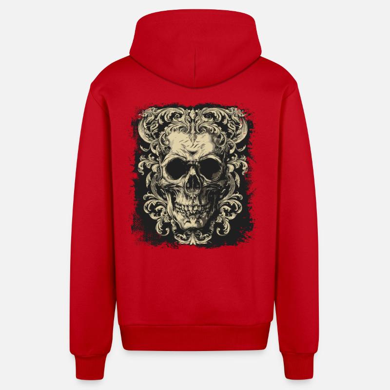 Gothic Schädel - Organic Relaxed Kapuzenjacke Made in EU - Rot