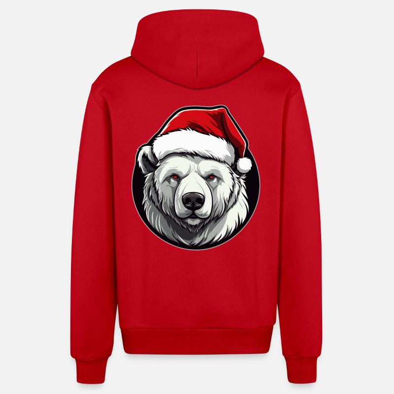 Noël de l’ours polaire - Veste à capuche bio décontractée fabriquée en UE - rouge