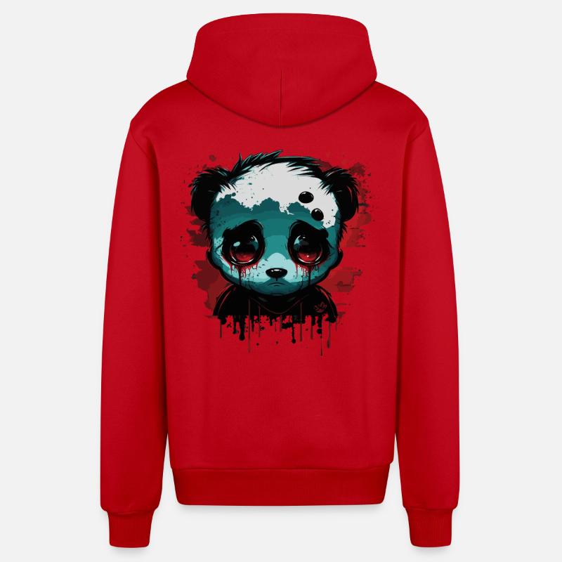 Panda mignon triste - Veste à capuche bio décontractée fabriquée en UE - rouge