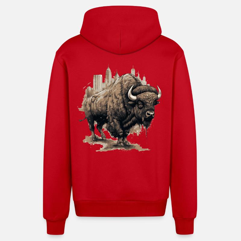 Buffle - Veste à capuche bio décontractée fabriquée en UE - rouge