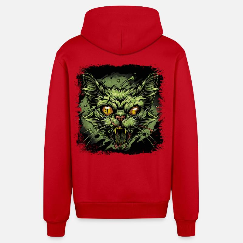 Zombie Katze - Organic Relaxed Kapuzenjacke Made in EU - Rot