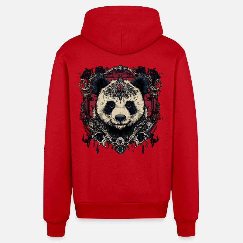 Panda - Veste à capuche bio décontractée fabriquée en UE - rouge