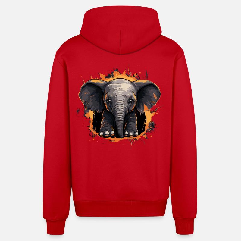 Mignon bébé éléphant - Veste à capuche bio décontractée fabriquée en UE - rouge