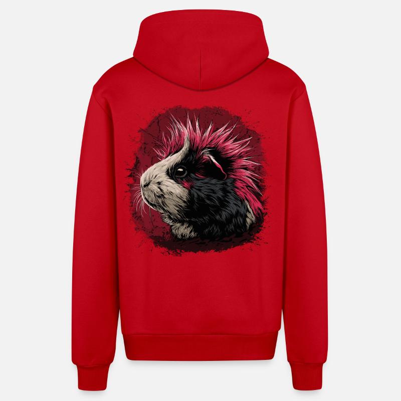 Cochon d’Inde Punk - Veste à capuche bio décontractée fabriquée en UE - rouge