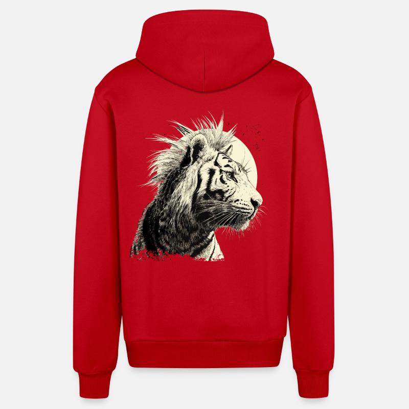 Tigerpunk - Veste à capuche bio décontractée fabriquée en UE - rouge