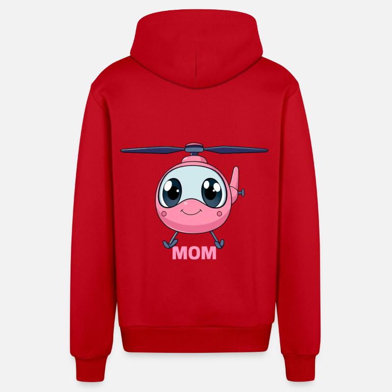 Hélicoptère Mères Hélicoptère Écrou Hélicoptère - Veste à capuche bio décontractée fabriquée en UE - rouge