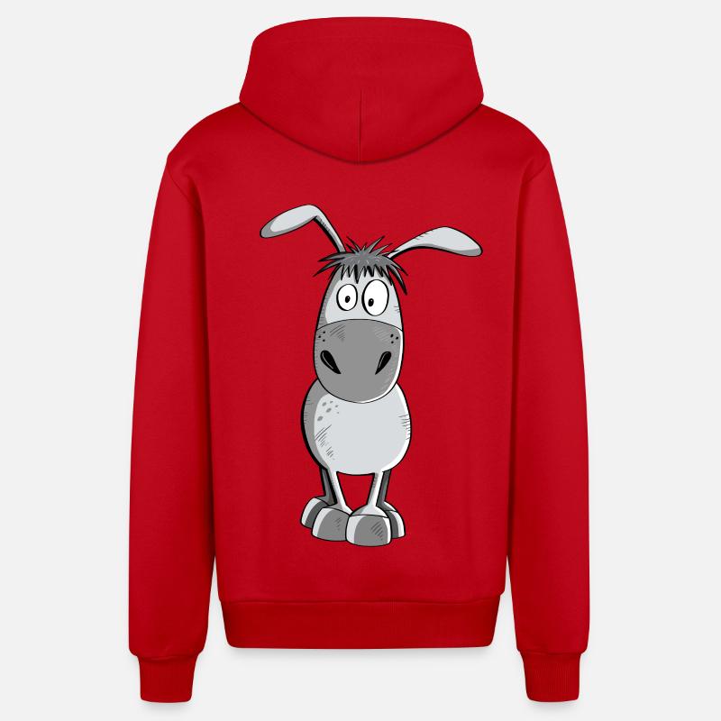 Funny Grey Donkey - Animaux - Comic - Veste à capuche bio décontractée fabriquée en UE - rouge