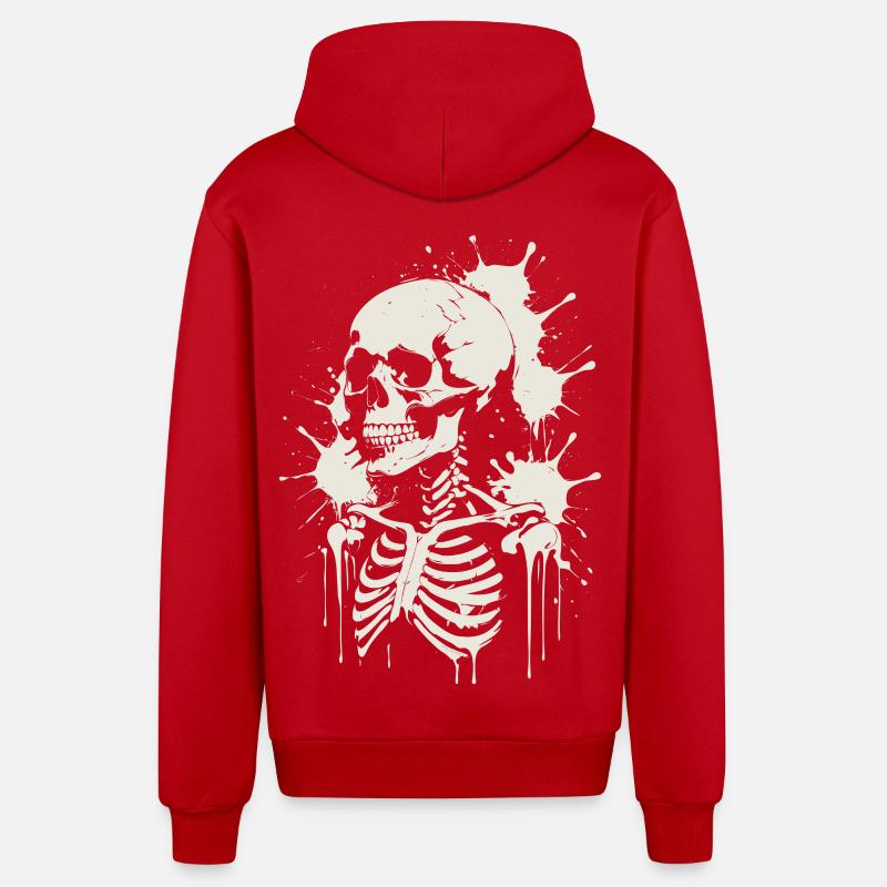 Schädel Skelett Schädel & Malerei - Organic Relaxed Kapuzenjacke Made in EU - Rot