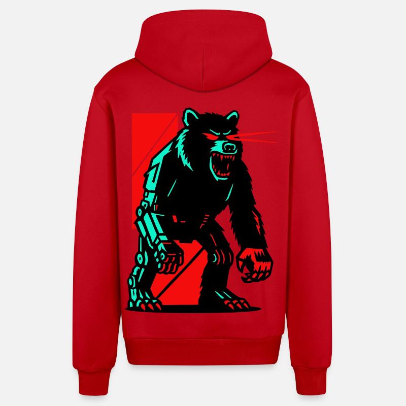 Mecha Techno Ours - Veste à capuche bio décontractée fabriquée en UE - rouge