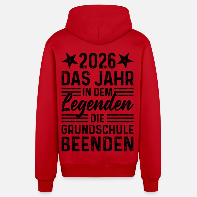 Année 2026 Legends End École primaire - Veste à capuche bio décontractée fabriquée en UE - rouge
