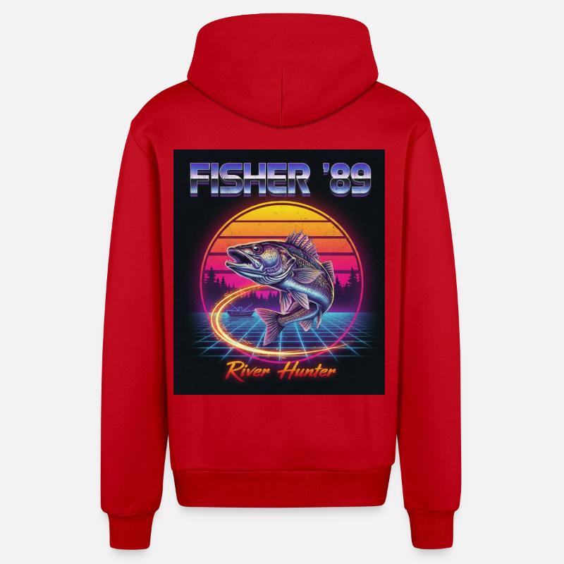 River Hunter - Veste à capuche bio décontractée fabriquée en UE - rouge